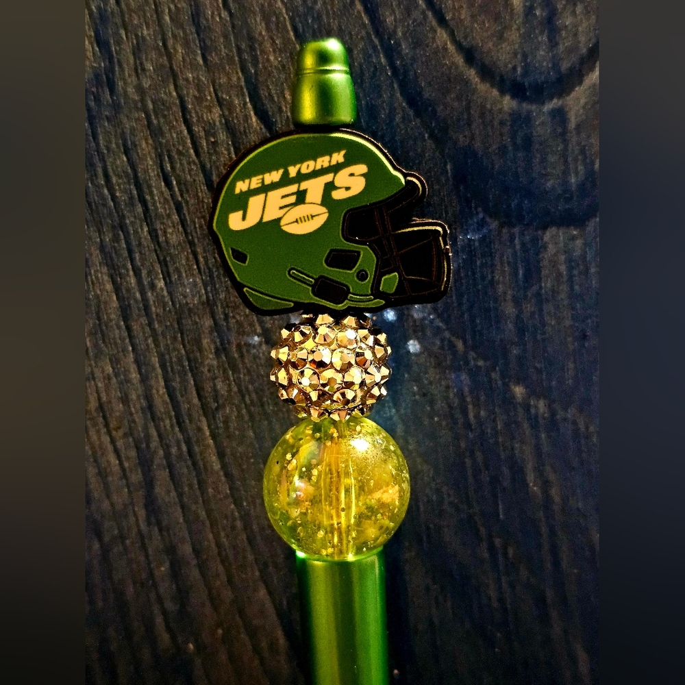 NFL New York Jets Sparkly/Blingy Custom Created Super Fan Beaded Pen